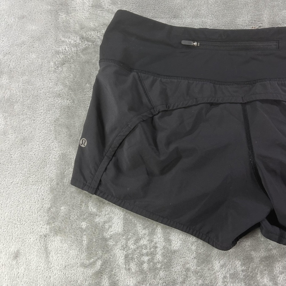 Lululemon Shorts Womens 6 Black Running Lined Zip Pocket Athletic Training - Picture 7 of 10